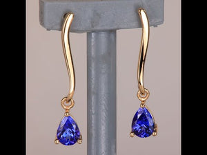 14K Yellow Gold Pear Shape Drop Earrings 1.48 Carats