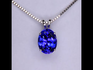 14K White Gold Oval Tanzanite Pendant 2.29 Carats (Chain Not Included)
