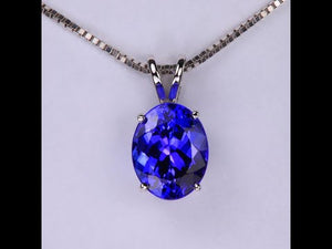 14K White Gold Oval Tanzanite Pendant 3.10 Carats (Chain Not Included)
