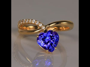Tanzanite and Diamond Ring 2.23 Carat Heart Ring