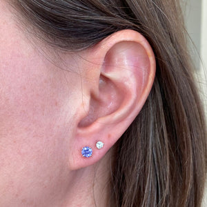 round tanzanite stud earrings