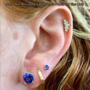 tanzanite single stud on ear