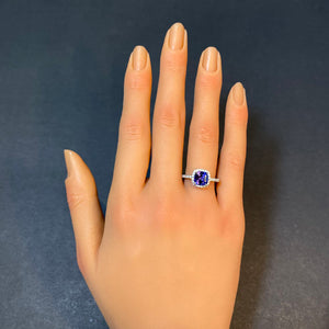 square cushion cut tanzanite ring white gold diamonds