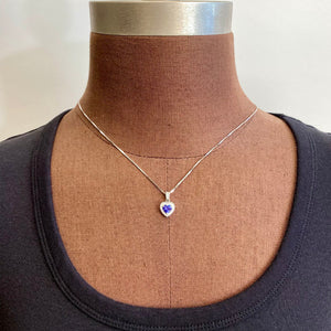 tanzanite pendant heart shape diamond accent white gold