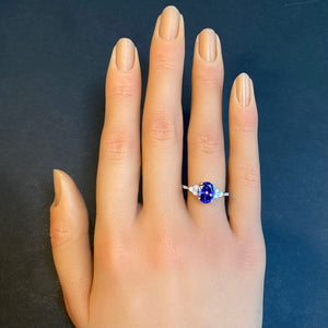 blue violet tanzanite and diamond ring