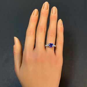 tanzanite ring heart shape diamonds white gold