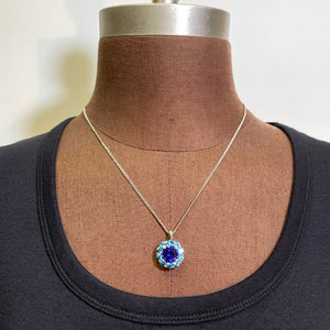 tanzanite and blue zircon pendant white gold