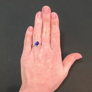 tanzanite emerald cut diamond ring white gold