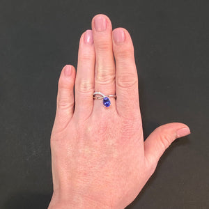 oval tanzanite drop ring diamonds white gold