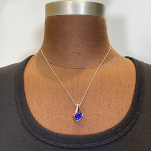 trilliant cut tanzanite diamond white gold pendant