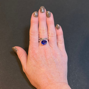 oval tanzanite ring in white gold