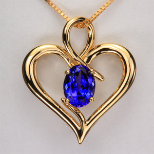 Oval Tanzanite Heart Pendan