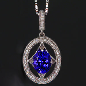 Tanzanite and Diamond Pendant 2.06 Carats