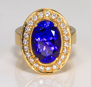 Tanzanite Ring 6.08 Ct Exceptional Color