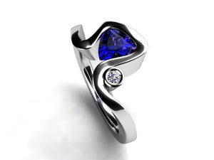 Trillion Tanzanite Ring With Diamond