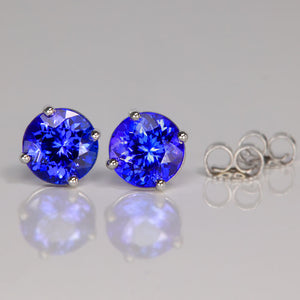 Round Tanzanite Stud Earrings