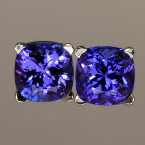 Cushion Tanzanite Earrings 2.67 Carats