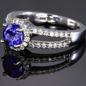 Tanzanite Split Shank Halo Ring 1.19 Carats