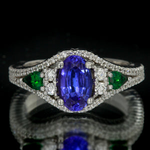 Tanzanite Diamond and Tsavorite Ring