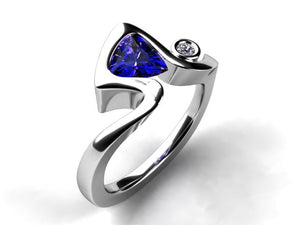 Trillion Tanzanite Ring With Diamond
