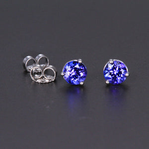 14K White Gold Round Tanzanite Earrings 5MM