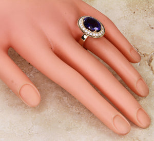 Tanzanite Ring 6.08 Carat Violet Blue Exceptional Color Designed by Christopher Michael