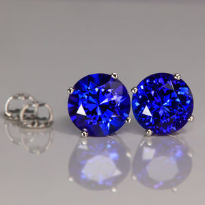 Round Tanzanite Stud Earrings
