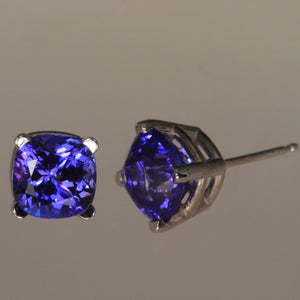 Cushion Tanzanite Earrings 2.67 Carats