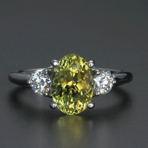 White Gold Fancy Yellow Tanzanite and Diamond Ring