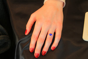 14K White Gold Oval Tanzanite & Diamond Ring