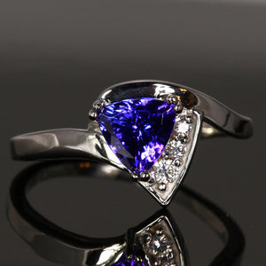 14K White Gold Tanzanite and Diamond Ring by Christopher Michael 1.93 Carats