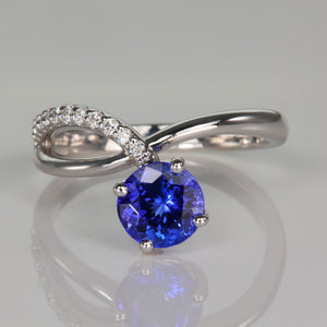 Round Tanzanite and Diamond Ring