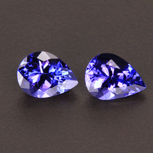 FOR LAUREN B. Blue Violet Pear Shaped matched pair Tanzanite Gemstones 2.40 Carats