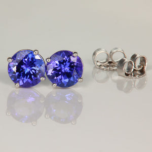 Round Tanzanite Stud Earrings