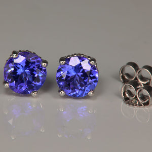 Round Tanzanite Stud Earrings