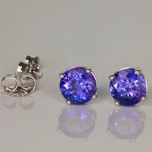 Round Tanzanite Stud Earrings