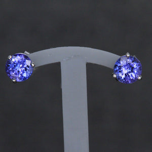 14k White Gold Round Tanzanite Stud Earrings 5mm