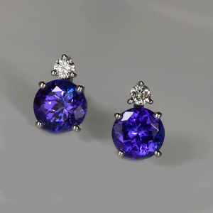 Tanzanite and Diamond Stud Earrings