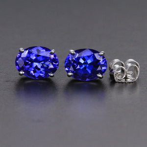 14k White Gold Oval Tanzanite Earrings 2.67 Carats