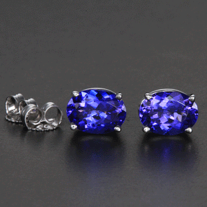 White Gold Oval Tanzanite Earrings