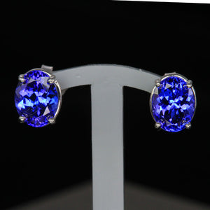 oval stud pierced earrings tanzanite