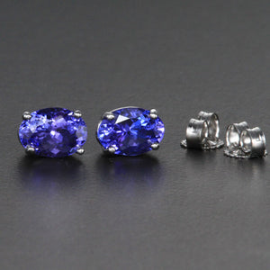14k White Gold Oval Tanzanite Earrings 2.06 Carats