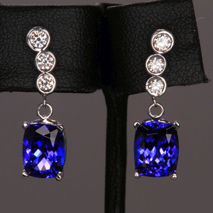 14K White Gold Tanzanite and Diamond Earrings 5.13 Carats