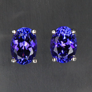 White Gold Tanzanite Stud Earrings