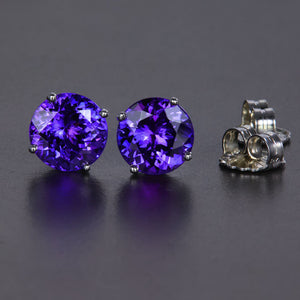 Round Tanzanite Stud Earrings