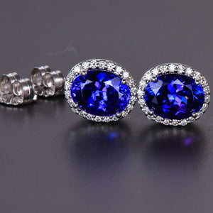Oval Tanzanite and Diamond Oval Earrings