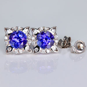 Tanzanite and Diamond Stud Earrings