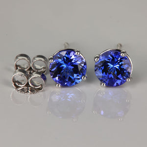 Round Tanzanite Stud Earrings