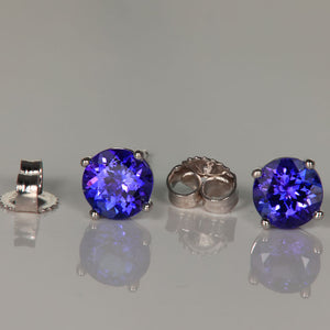 Round Tanzanite Stud Earrings