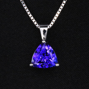 14k White Gold Trilliant Tanzanite Pendant 2.02 Carats
